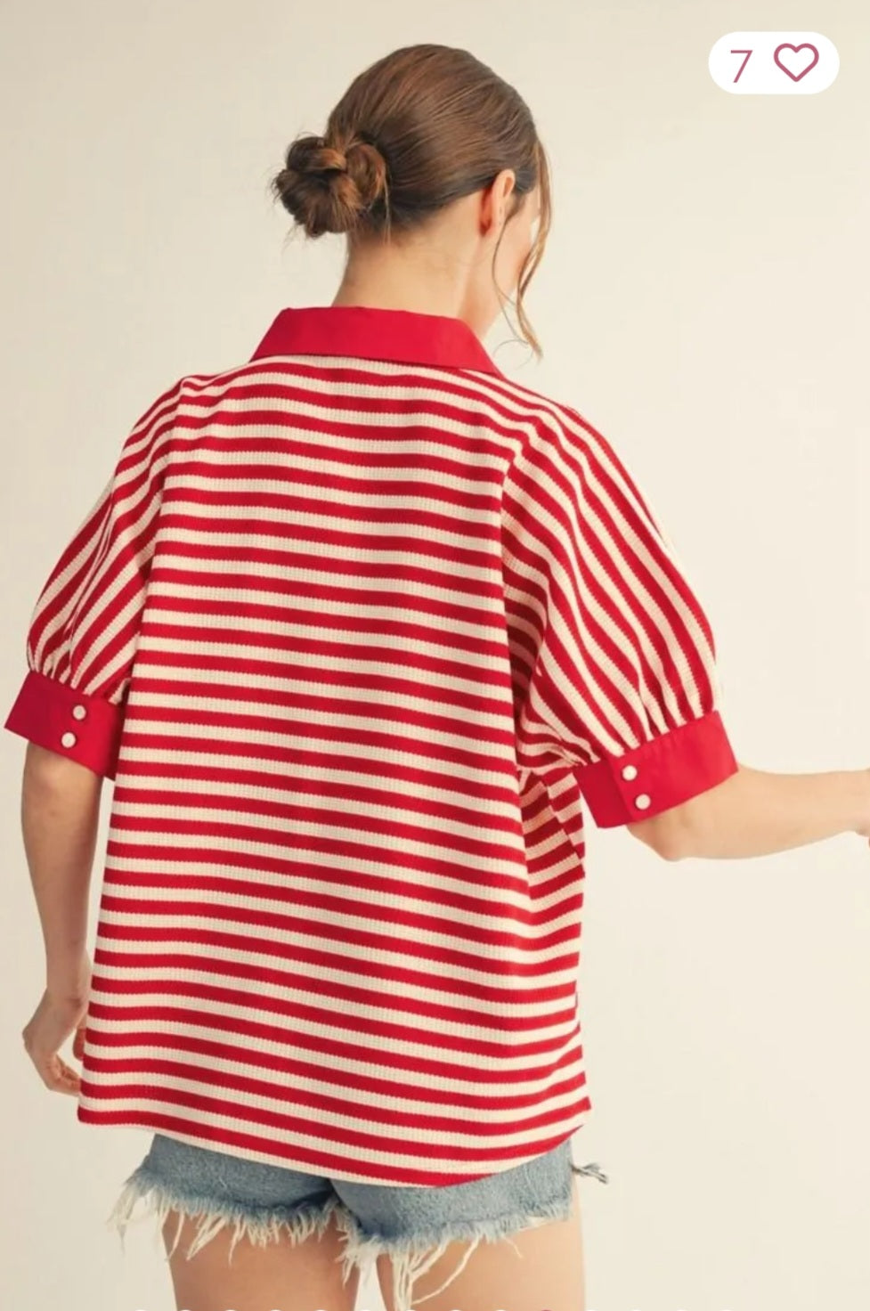 Color Contrast Accent Thermo Red and White Stripe Top