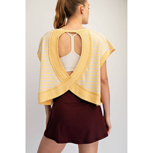 STRIPED FRENCH TERRY OPEN BACK TOP