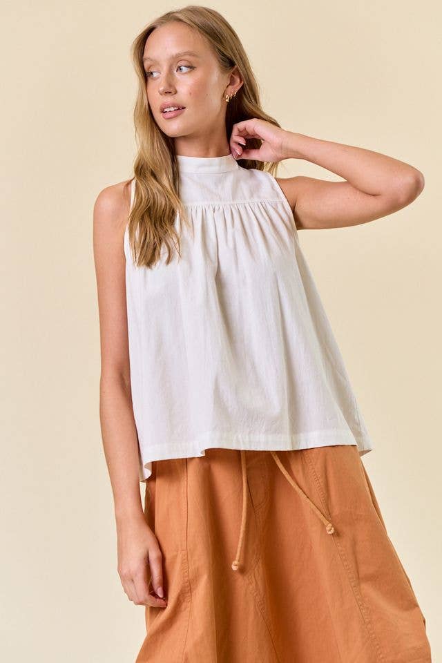 Tie Back Neck Sleeveless Flowy Top
