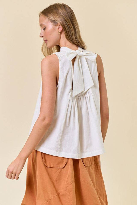 Tie Back Neck Sleeveless Flowy Top