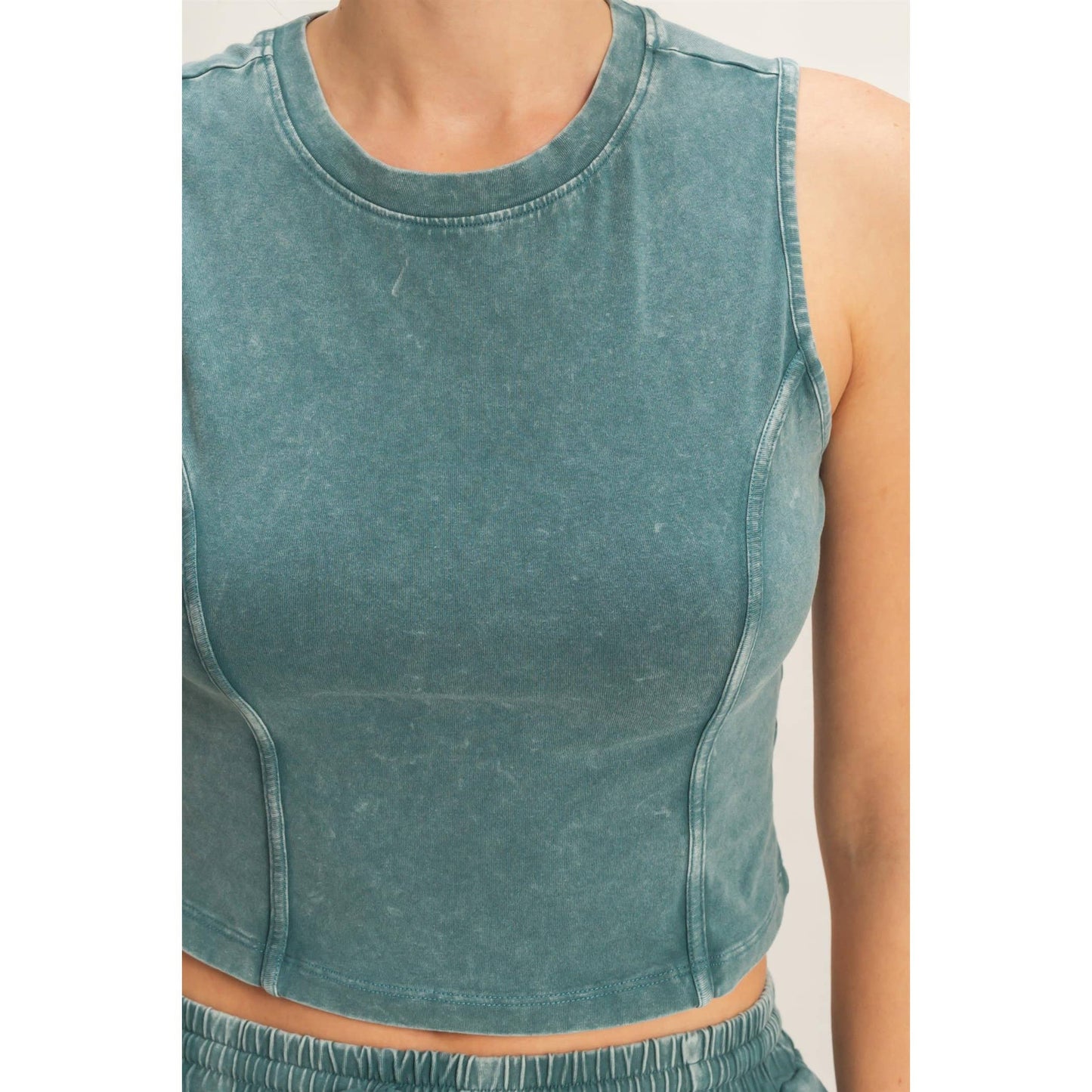 Mineral Washed Sleeveless Top & Wide Leg Pants Set- The Willow Set