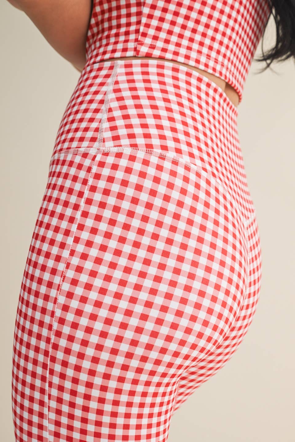 Gingham Print Capri Leggings