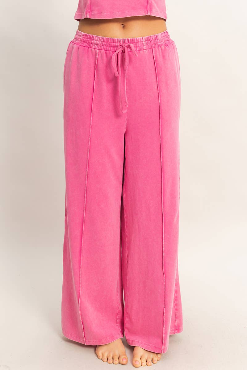 Mineral Washed Sleeveless Top & Wide Leg Pants Set- The Willow Set