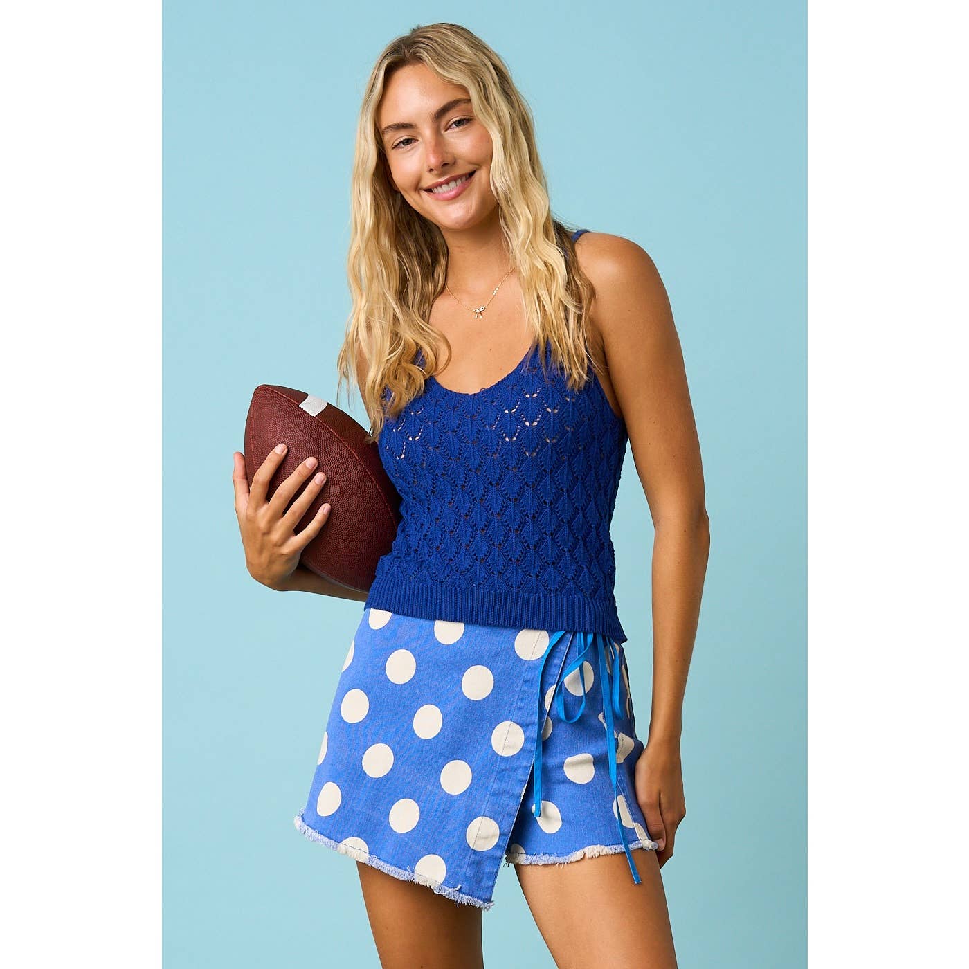 GAME DAY POLKA DOT OVERLAY WRAP FRONT MINI SKORT