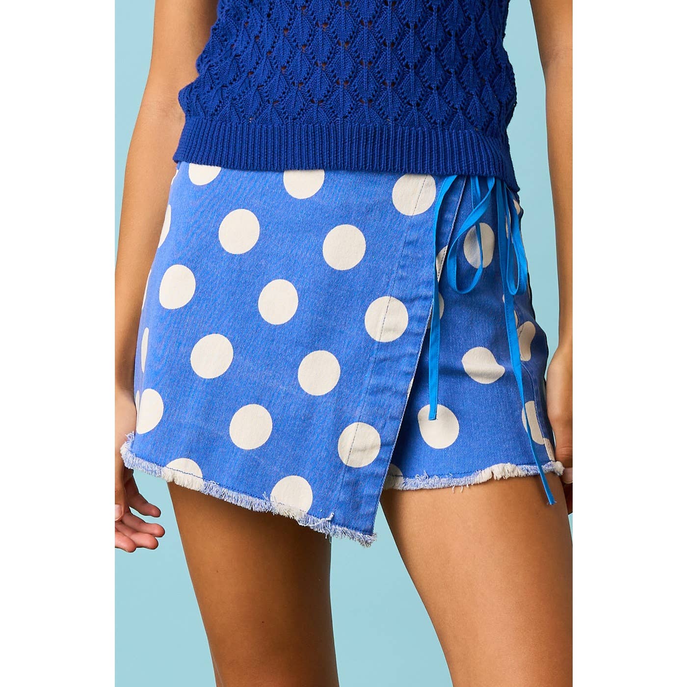 GAME DAY POLKA DOT OVERLAY WRAP FRONT MINI SKORT