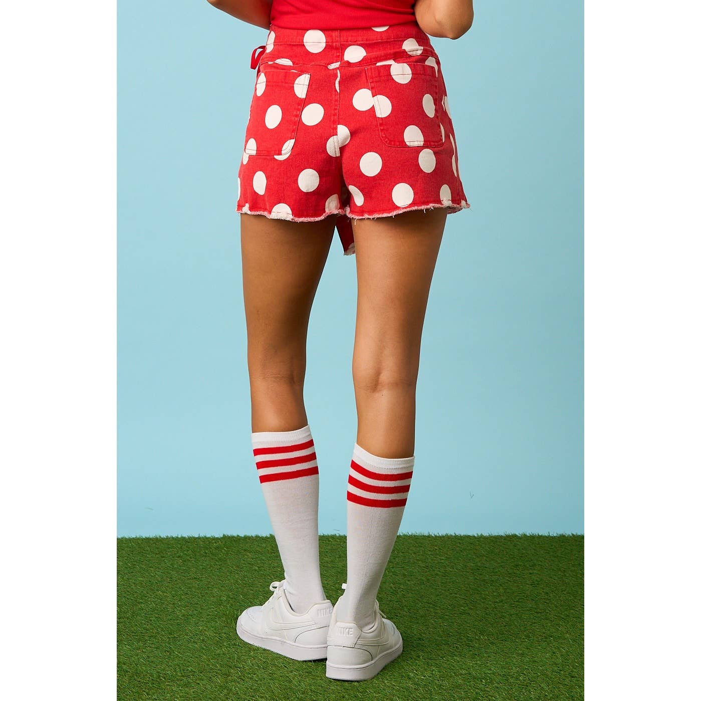 GAME DAY POLKA DOT OVERLAY WRAP FRONT MINI SKORT