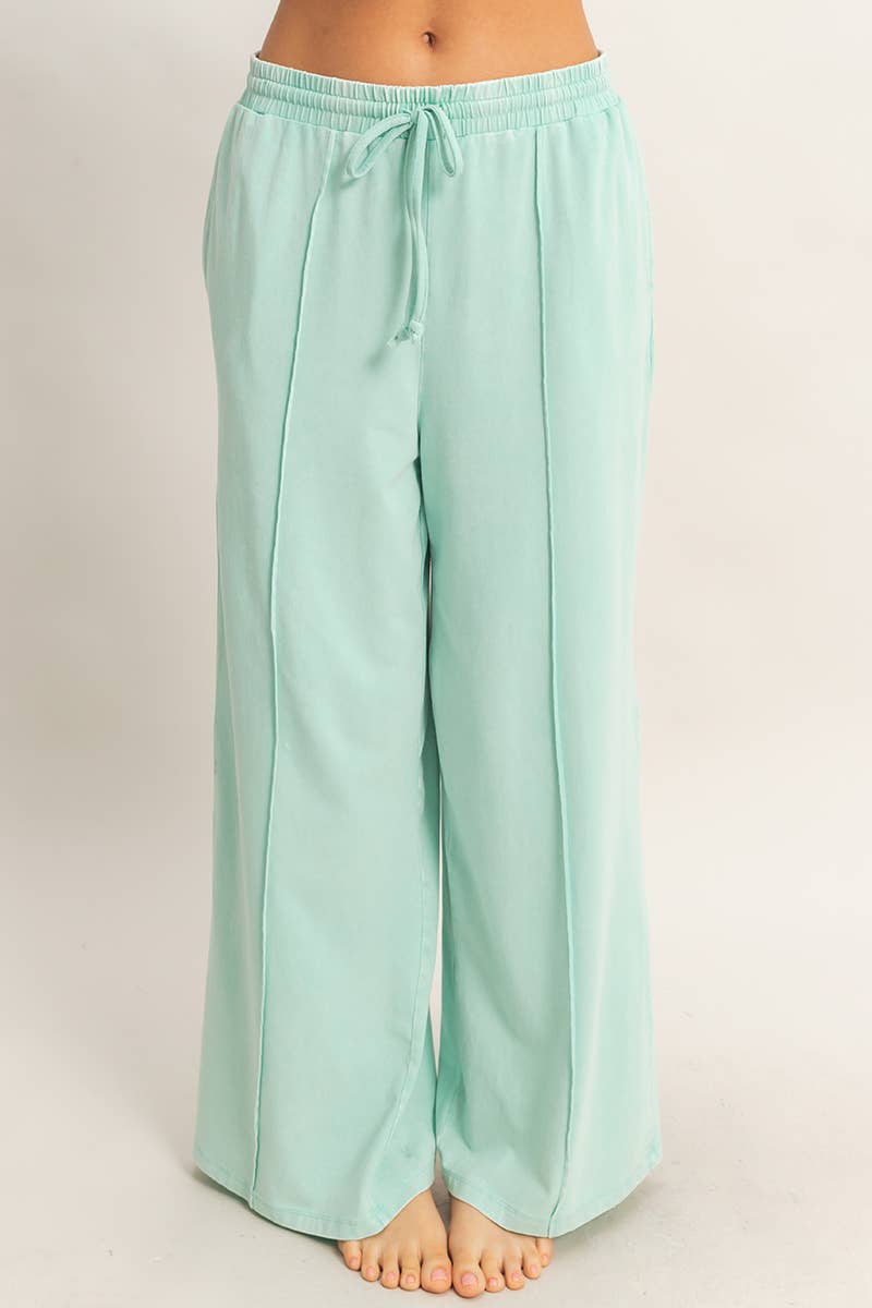 Mineral Washed Sleeveless Top & Wide Leg Pants Set- The Willow Set