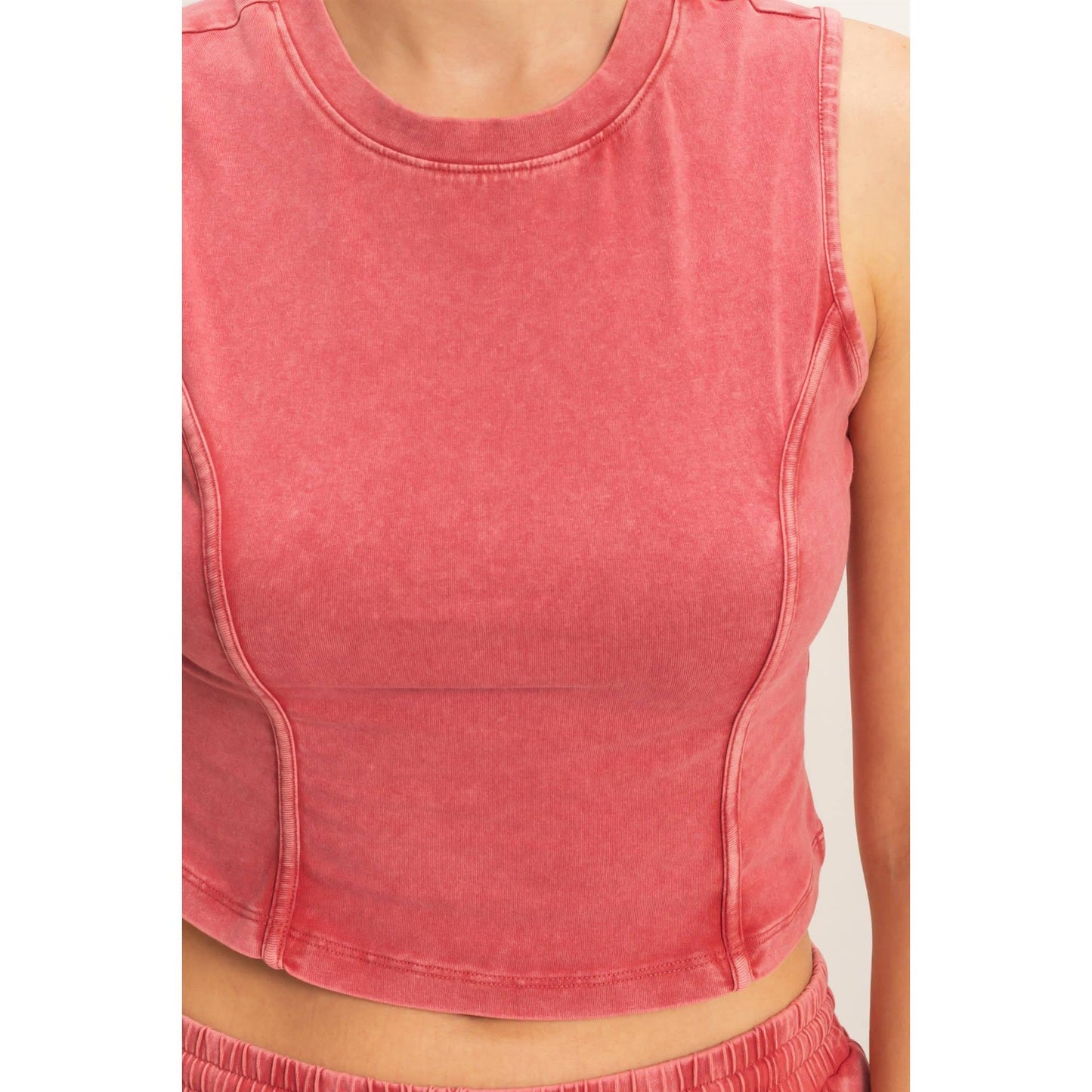 Mineral Washed Sleeveless Top & Wide Leg Pants Set- The Willow Set