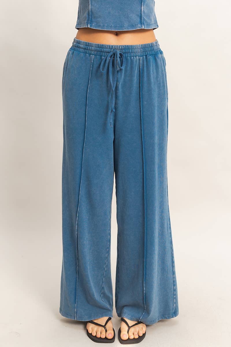 Mineral Washed Sleeveless Top & Wide Leg Pants Set- The Willow Set