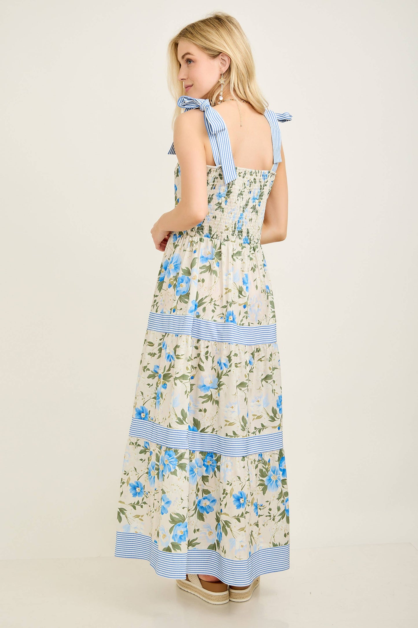 Stripe and Floral Mix and Matched Maxi Dress