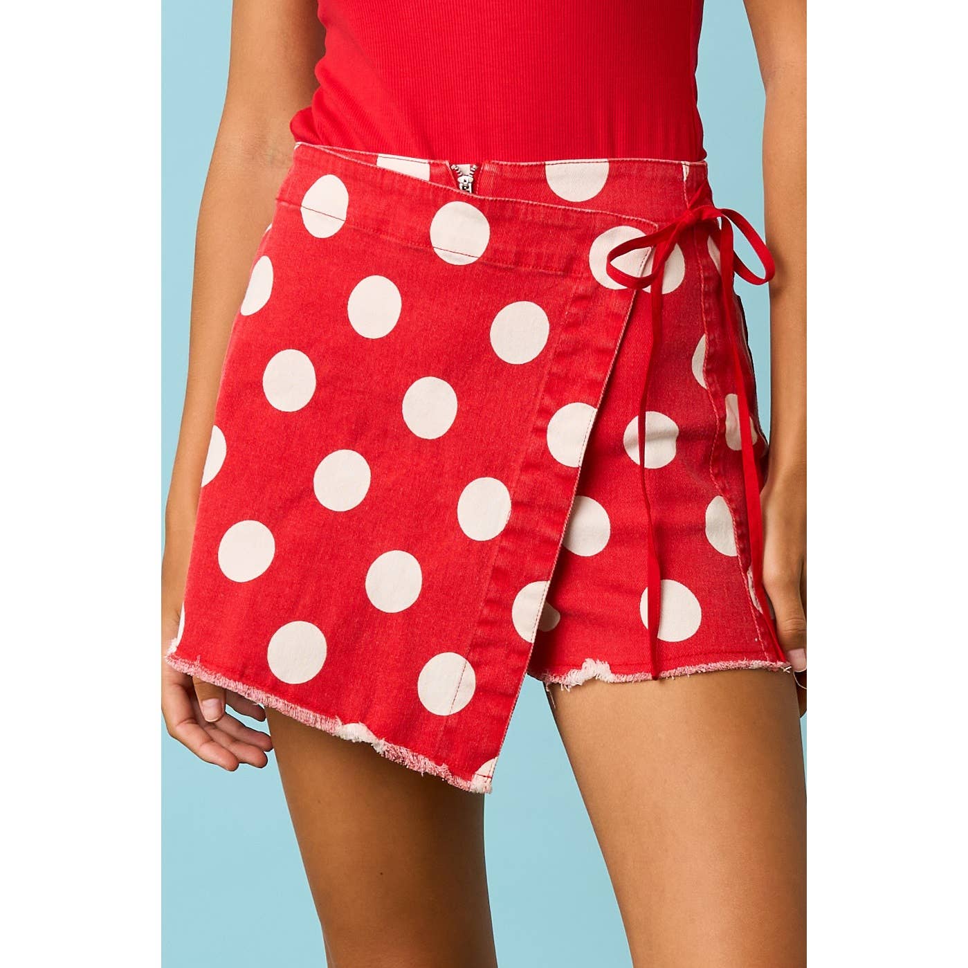 GAME DAY POLKA DOT OVERLAY WRAP FRONT MINI SKORT