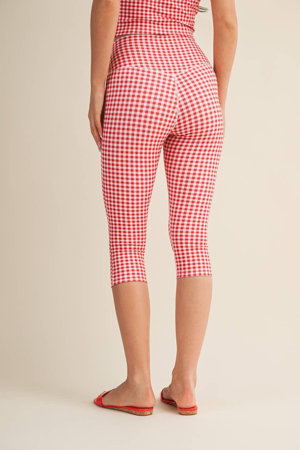 Gingham Print Capri Leggings