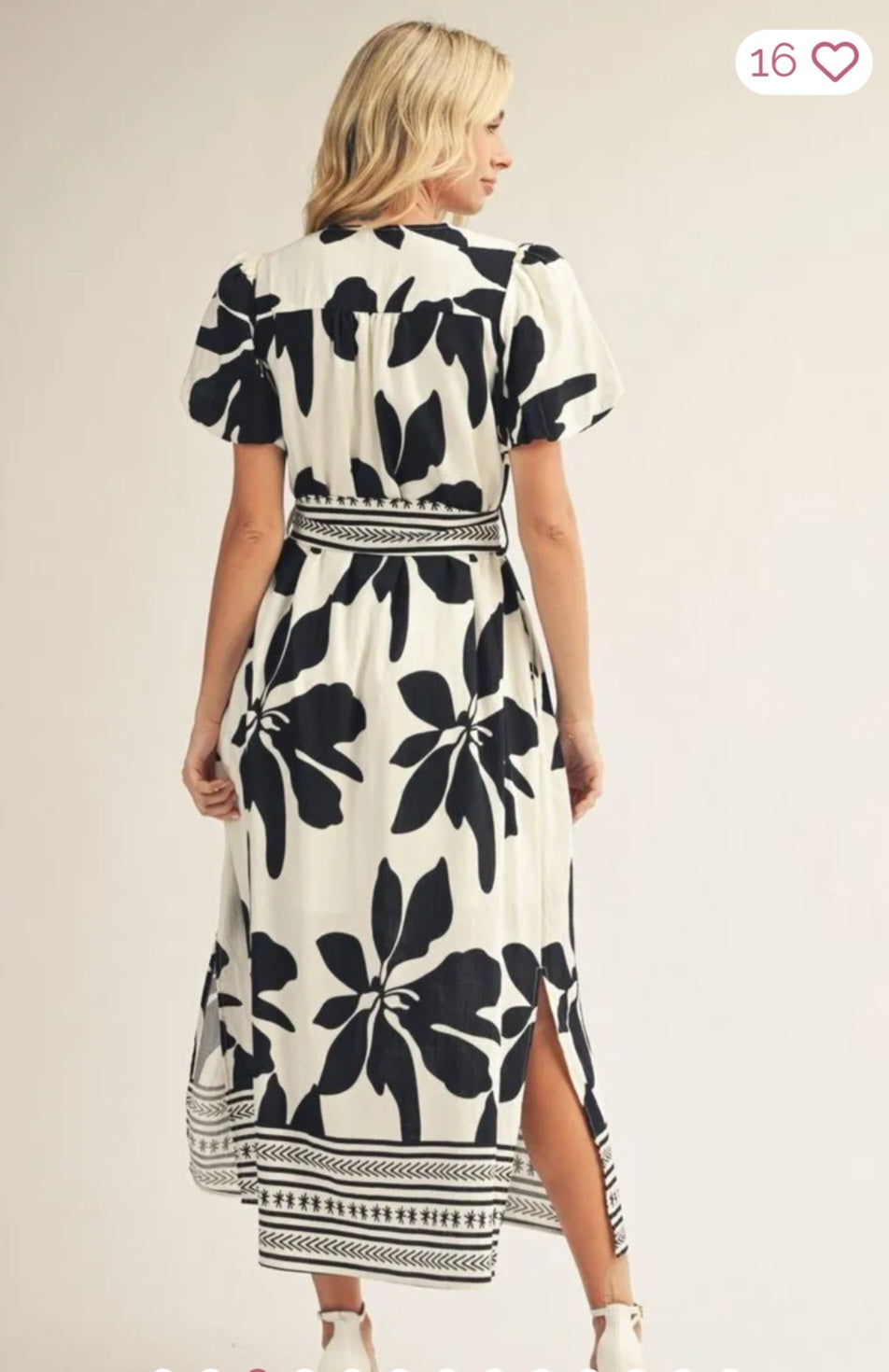 Side Slit Hem Tropical Floral Midi Dress