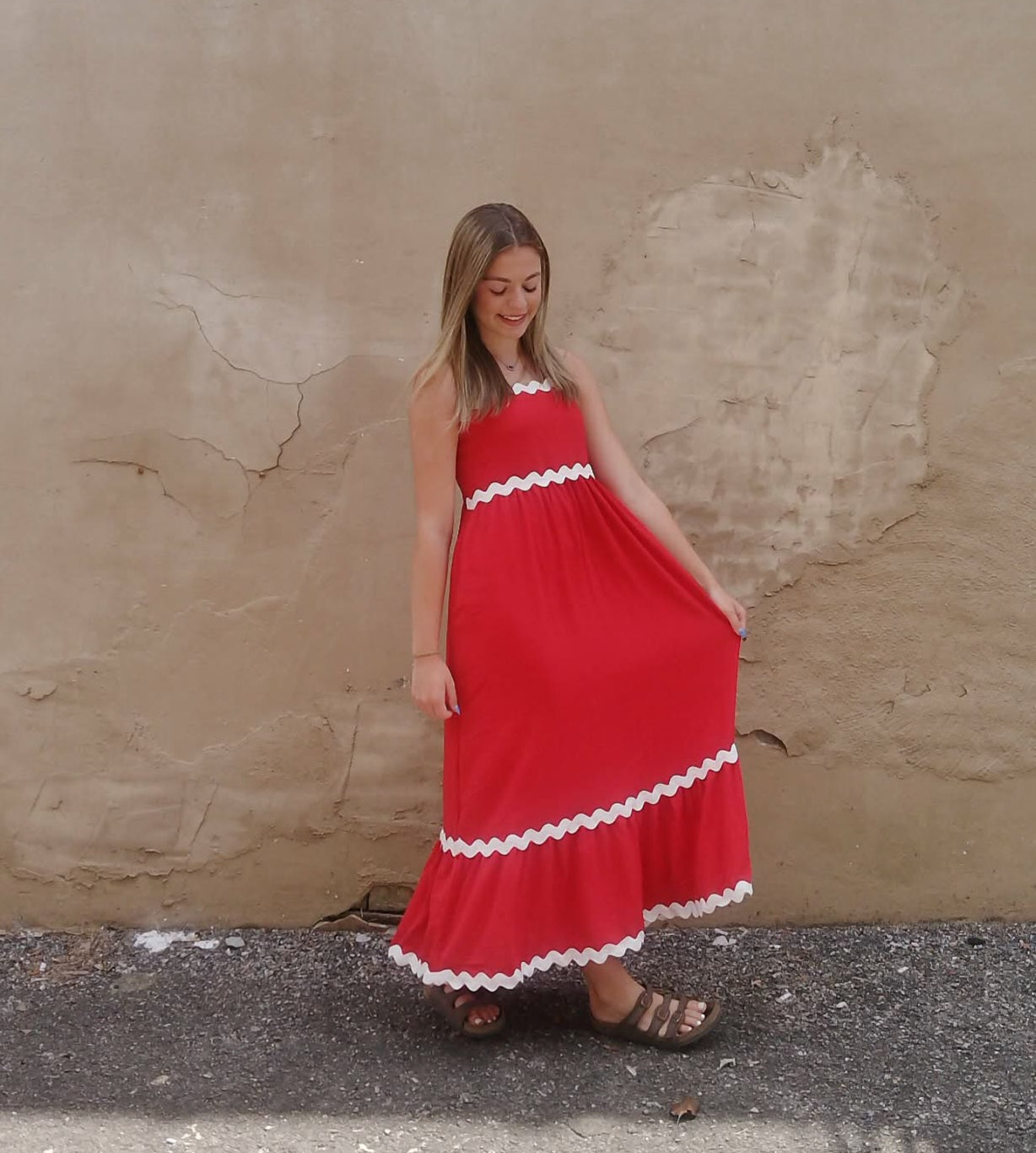 Square Neck Smocked Back Fit and Flare Dress