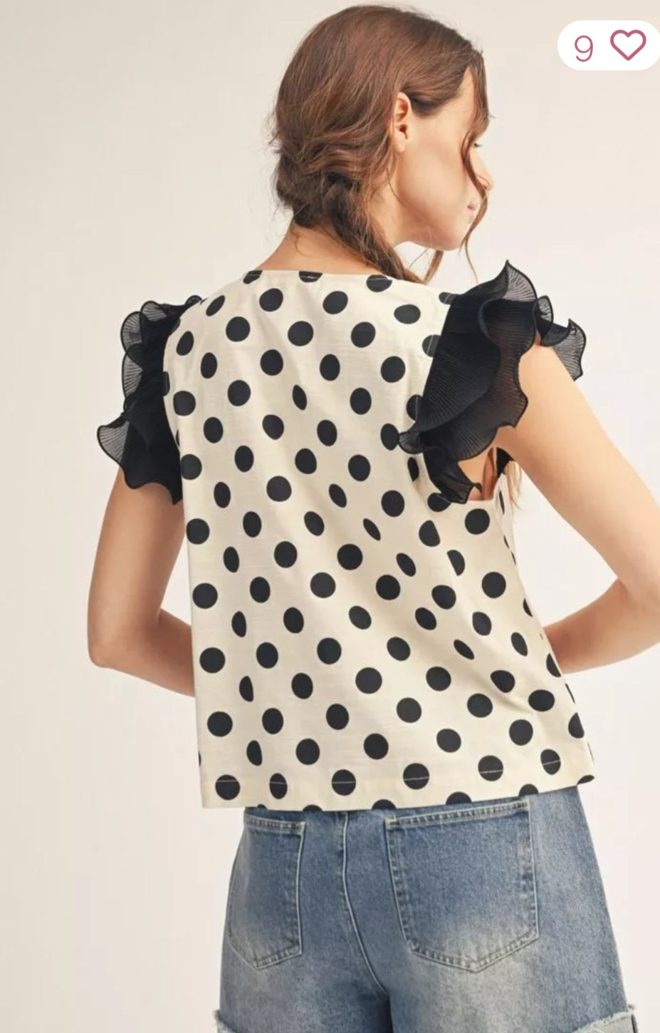 Layered Cap Sleeve Button Down Polkadot Top