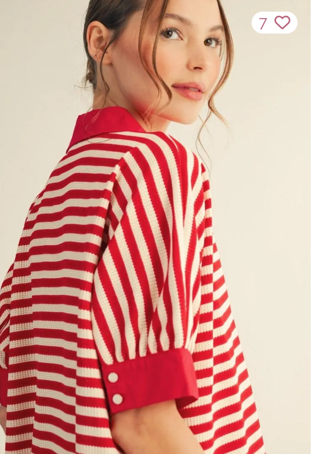 Color Contrast Accent Thermo Red and White Stripe Top
