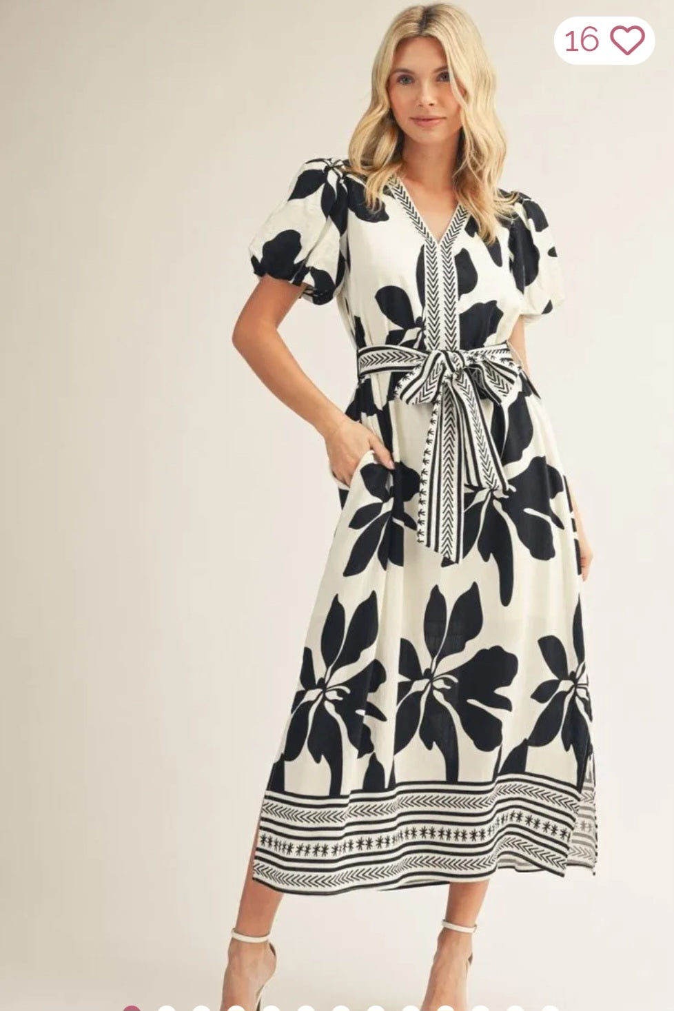 Side Slit Hem Tropical Floral Midi Dress