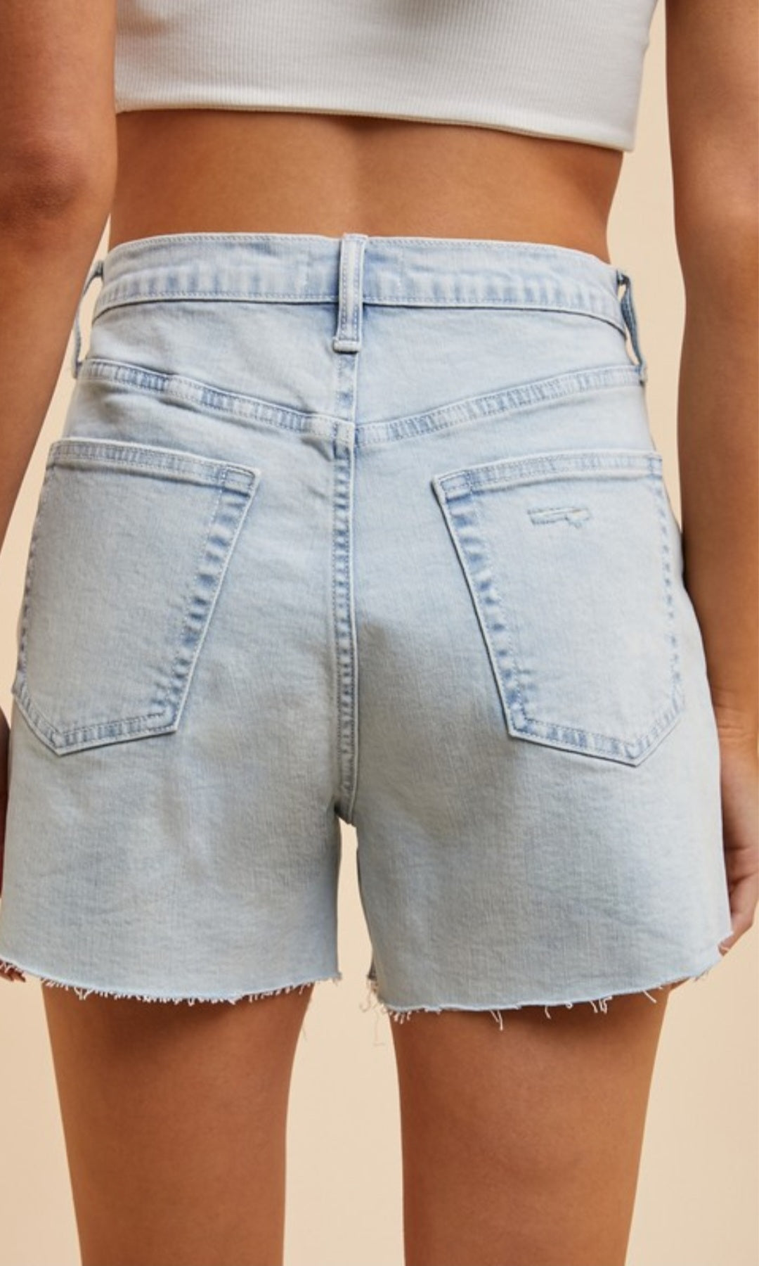 Comfort Stretch Distressed Hem Denim Shorts